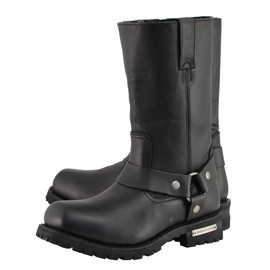 Milwaukee Leather MBM131 Mens Black 11-Inch Classic Square Toe Harness Boots - 9.5