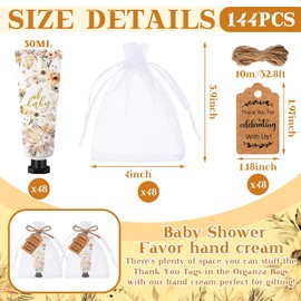 Dansib 48 Sets /144 Pcs Baby Shower Hand Cream Gift Party Favors for Guests Gift Bridal Wedding Thank You Gifts Bulk Mini Travel Size Hand Lotion Set for Guests(Boho)
