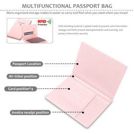 Thatyro Passport Covers and Vaccination Card Holder, Leather, Passport Holder, Ultra Thin, Leather, Passport Holder for Men and Women, Pink, 5.7 x 4.2 x 0.4 Inch, Modern, pink, Modern