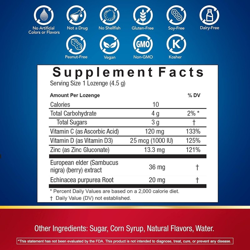 COLD-EEZE Defend-EEZE Immune Support Dietary Supplement Lozenges, 100% Daily Value