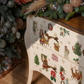 Flortlias Christmas Rub on Transfer for Crafts Furniture UV DTF Transfers for DIY Vintage Christmas Decor, Xmas Angle