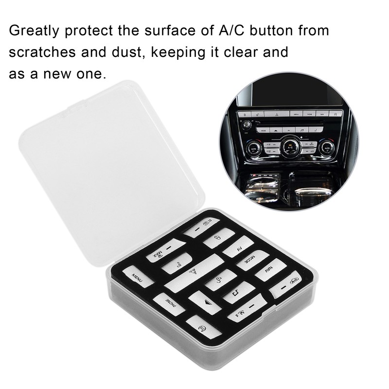 16pcs/Set Air Conditioner Button Switch Cover Silver Replacement for Jaguar