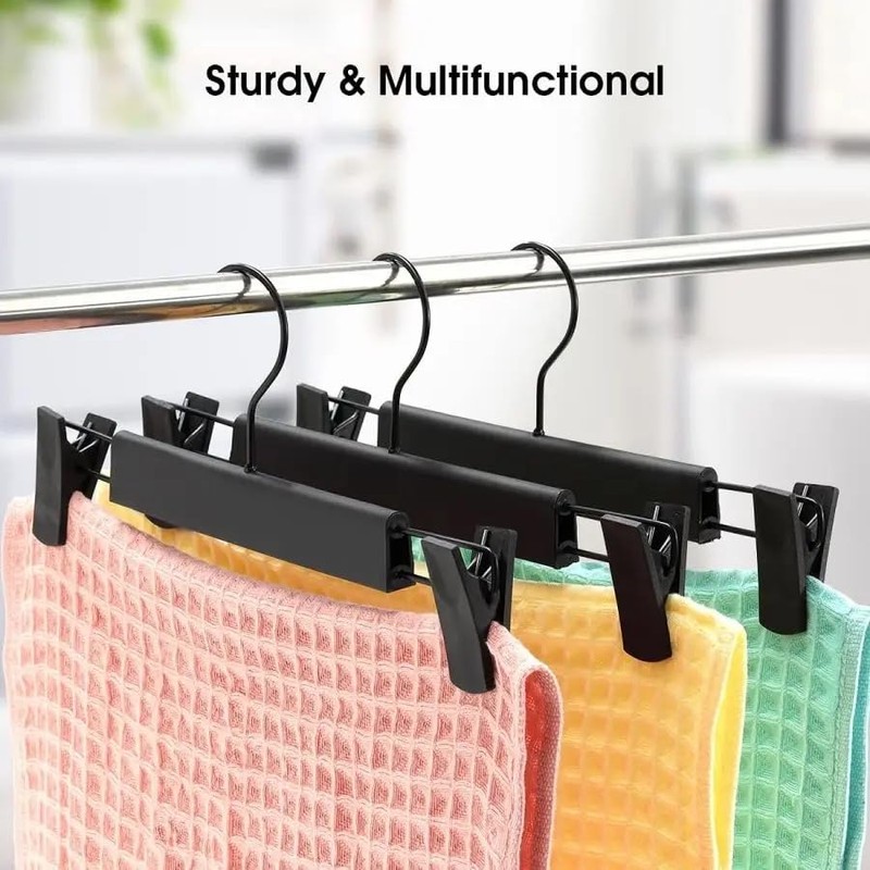 10 PACK Plastic Clothes Hanger; Clothes Pants Hangers Space-Saving Skirt
