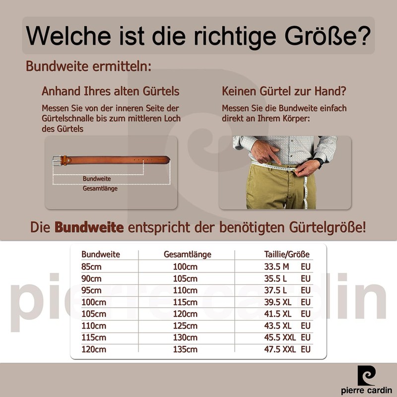 Pierre Cardin men’s genuine buffalo leather belt, XXL, customisable -