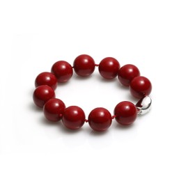 Schmuckwilli Pearl bracelet for women - with red round Mallorca pearls - elegant bracelet with shell pearls for any occasion - the pearl bangle - pearl bracelet for women and girls, Shell