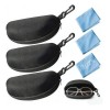 3pzs Estuche Lente De Sol Rígido Impermeable + 3 Paño