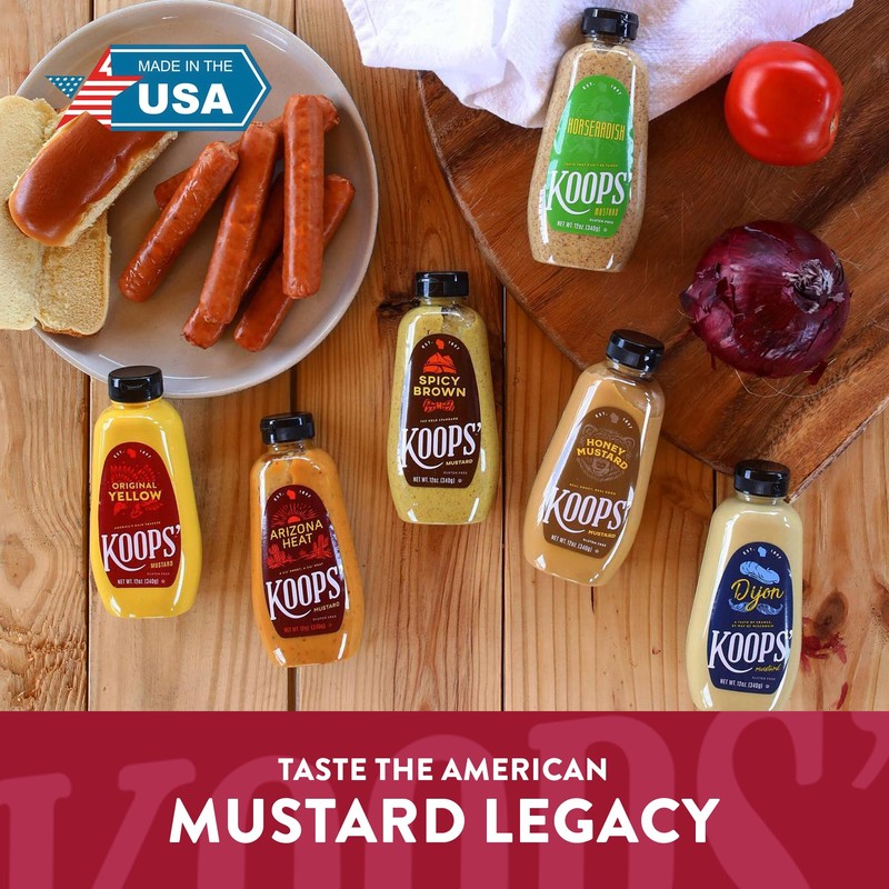 Koops' Classic Mustard Variety Pack – Original Yellow, Spicy Brown,