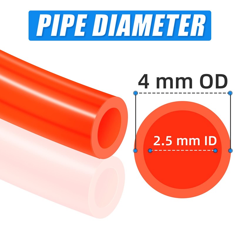 ERGAOBOY Orange 10M Polyurethane PU Air Hose Pipe Kit, 4mm