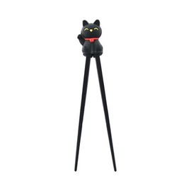 Happy Sales HSTC-LKCBLK, Training chopsticks for beginners right or left handed, Black Cat