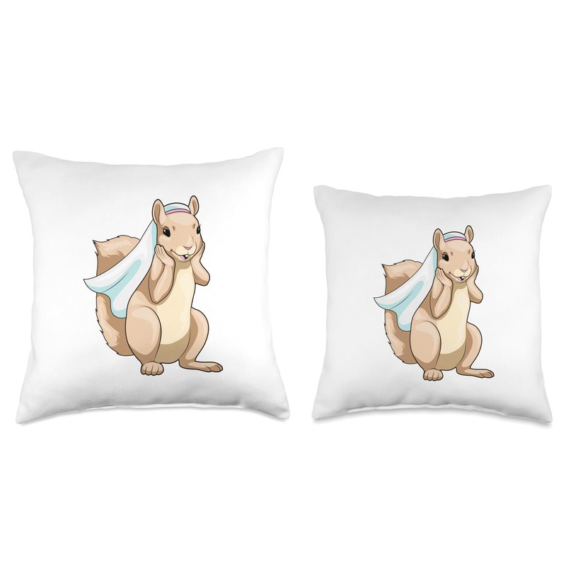 Squirrel Bride Veil Wedding Throw Pillow