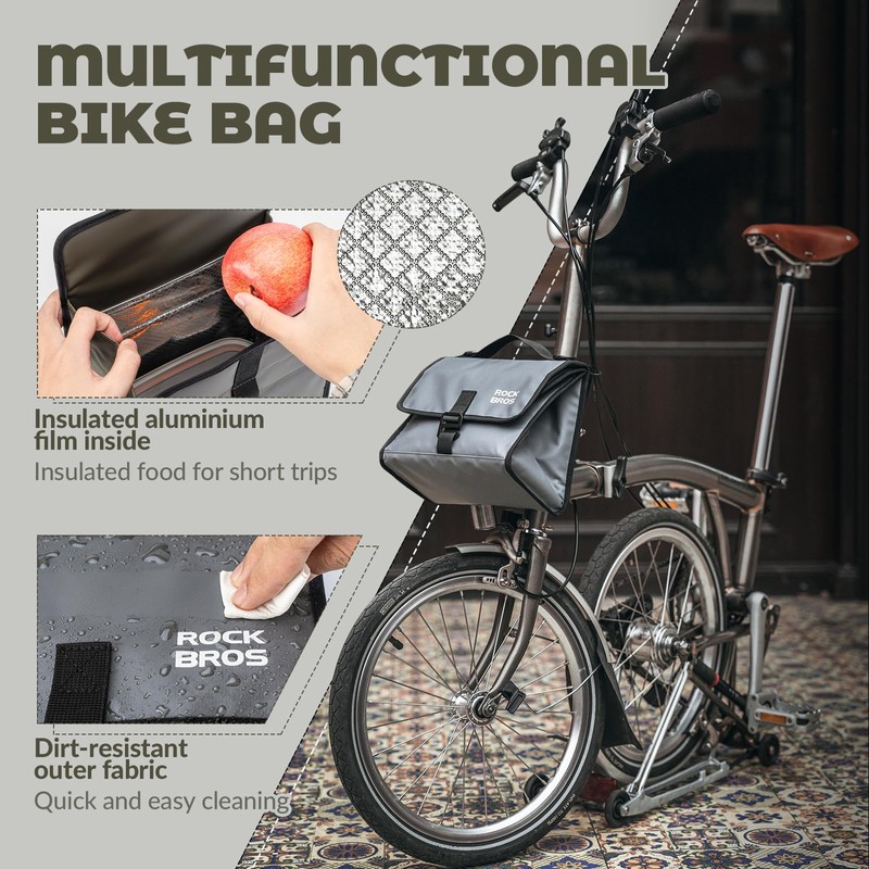 ROCKBROS Expandable Handlebar Pack 4-7L Folding Bike Storage with Detachable