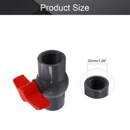 Othmro 2Pcs Ball Valve 32mm ID, PVC Socket End Shut Off Valve, 1.26" Female Thread Shut-Off Ball Valves for Aquarium Setup, Sump Pump, Garden Sprinkler