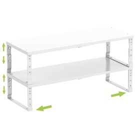 Jojocross Expandable Cabinet Shelf Organizer Storage Spice Rack Shelves for Kitchen Stackable Adjustable Pantry Cupboard Bathroom Countertop Desktop(2Packs/White/Medium)