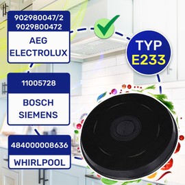 Activated Carbon Filter for Cooker Hood 230 x 25 mm Type E233 with Original Code 484000008636 for Whirlpool 902980047/2 for Electrolux 11005728 for Bosch - MONTERAL