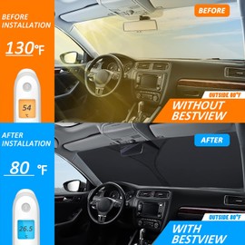 Bestview Windshield Sunshade for 2016-2023 Toyota Tacoma Accessories, Foldable Front Window Sunshade Sun Visor Protector Block UV Rays Heat, Upgraded 5 Layers 240T Material