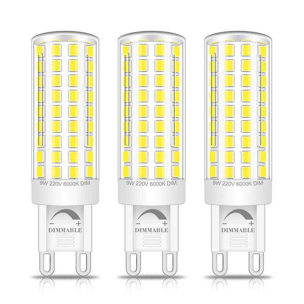 XIMNCHNI Dimmable G9 LED Bulbs 9W Cool White 6000K, 80W