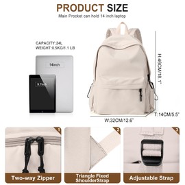 White Bookbags For Teen Girls Boys Waterproof College Backpack Middle School bags Lightweight Travel Rucksack Casual Daypack Laptop Backpacks For Men Women