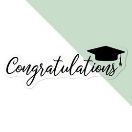 Small 100mm 'Graduation Congratulations' Clear Static Window Cling Sticker/Decal (Black) (WC00106383)