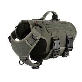 ICEFANG GN3 Tactical Dog Harness with 6X Buckle,Dog Molle Vest with Handle,3/4 Body Coverage,Hook and Loop Panel for ID Patch,No Pulling Front Clip (M (25"-31" Girth), Ranger Green)