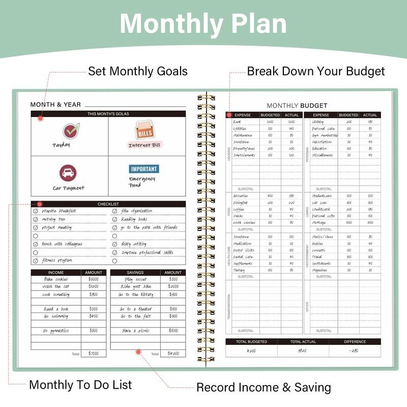 Budget Planner, A5 Budget Planner with Expense Tracker Notebook, Undated