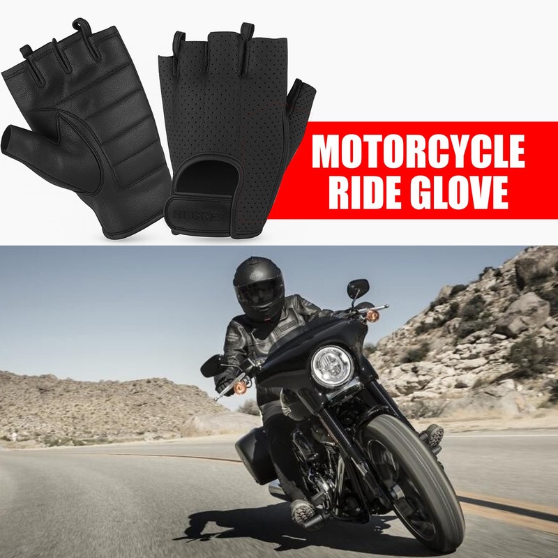 Hugger Fingerless Motorcycle Gloves for Men – Gel Padded Palm,