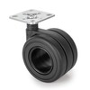 Emuca - Castors kit with Plate-Mounted,Ø65 (2,55 inch),Black Painted,Steel and