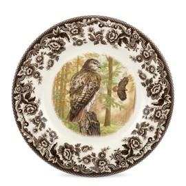 Spode Woodland Salad Plate, Red-tailed Hawk, 8” | Made in England | Ideal Hunting Cabin Décor | Microwave and Dishwasher Safe