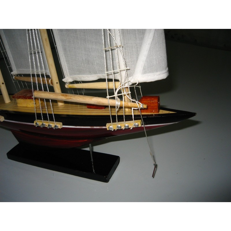 Atlantic Hand Made Wooden Model Sailing Ship 14" White Sail