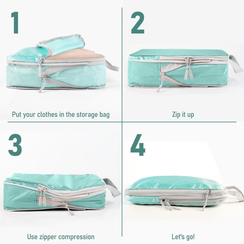 Aomeskoitoy Compression Packing Cubes, Travel Essentials Luggage Organizer Bags for