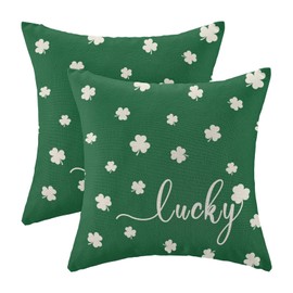 CXMEIFLY CXMEIFLY St Patricks Day Pillow Covers 16x16 Inch Set of 2 for Lucky Green Clover Decor Throw Pillows Spring Nature Plant Shamrock Outdoor Decorative Cushion Cases for Couch Bed Decorations