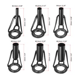 PATIKIL 2-6 mm Fishing Rod Tip Repair Kit 6 Pieces Stainless Steel Stake Ring Guide Replacement for Saltwater Freshwater Fishing Black