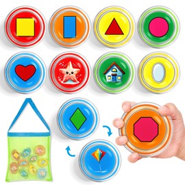 JoyCat Toddler Bath Toys, 10pcs Shape Learning Toys Set, Bathtub Toys,Floating Pool Toys for Toddlers Kids 2 3 4 5 Years Old,Preschool Homeschool Supplies