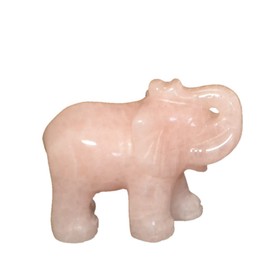Rose Quartz Elephant, Beautiful Pink Crystal Gemstone Elephant Animal Engraving Stone Elephant with Trunk Up 5 cm, Lucky Charm
