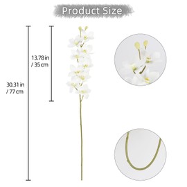 IPOPU White Orchid Artificial Flowers 5 Pcs Real Touch Orchids with Stem for Vase Wedding Party Table Centerpiece DIY Home Office Decor