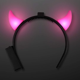 FlashingBlinkyLights Light Up Hot Pink Devil Horns with LEDs (Set of 12)