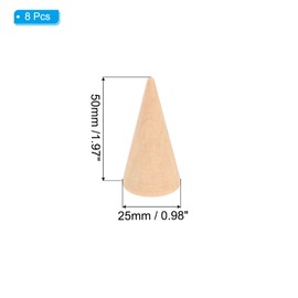 PATIKIL Wood Cone Ring Holder, 8Pcs Wooden Finger Jewelry Ring Display Stand Organizer Wood Cones Rack for DIY Art Crafts, Wood Color (50x25mm)