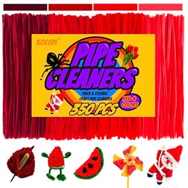 Juego de 350 piezas de limpiadores de tuberías rojos a granel. Juego de tallos de chenilla gruesos, suaves, esponjosos, 4 colores rojos para manualidades, regalos para niños, juguetes