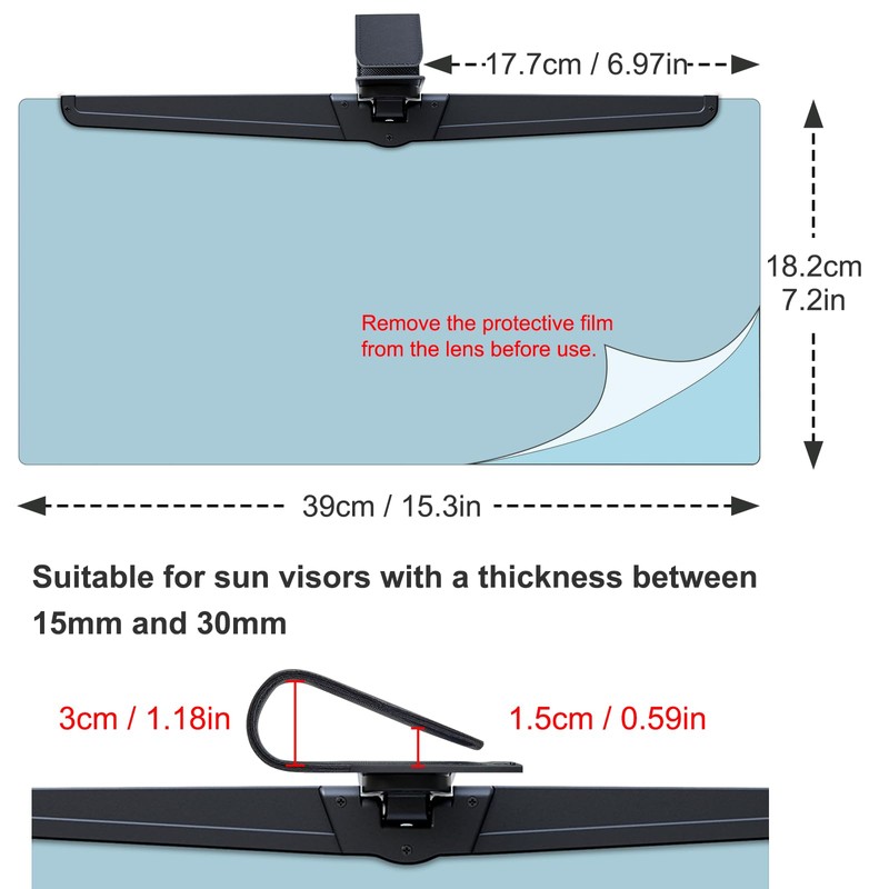 Veharvim Sun Visor Extender for Cars, Polarized Car Visor Extender