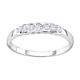 Old English Jewellers Sterling Silver 0.25ct 7 Stone Eternity Ring sizes J to U (K)