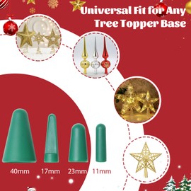 Christmas Tree Topper Holder, 4 PCs Universal Christmas Tree Topper Stabilizer Supporter for Any Base Type, 44 Inch Adjustable Height for Seasonal Treetop Ornaments,Support Rod for Tree Topper Green