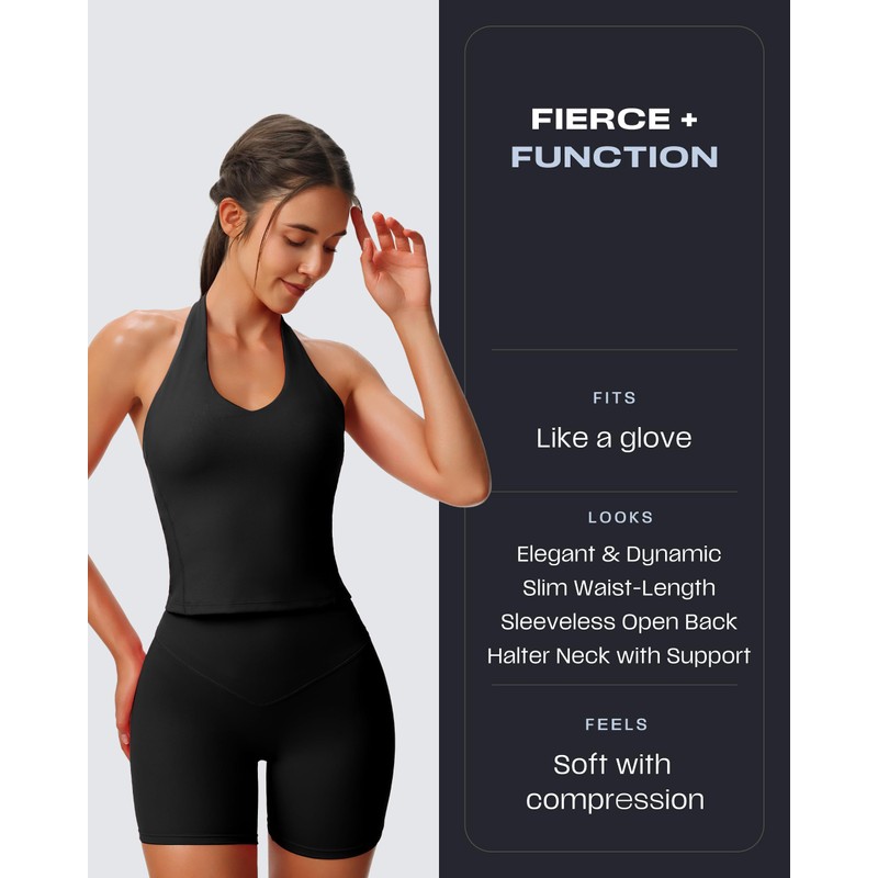 Aoxjox Women's Sleeveless Hailey Halter Tank Tops Workout Athletics Gym