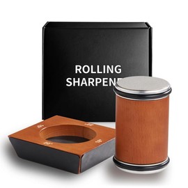 Roling Knife Sharpener，15 and 20 Degree Magnetic Angle Hob Sharpener Set for Kitchen Knives,Hob Knife Sharpener Set for Straight Edge, Durable Kitchen Knife Sharpener Tool, Chef's Knife，Black Sharpening Blade - Color: Four perspectives