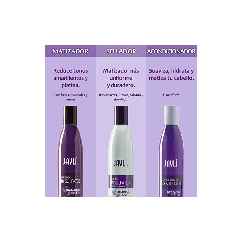 Shampoo Matizador Violeta Sin Sal/Sulfatos Jayli, 320 ml