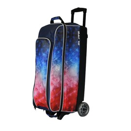 ELITE Basic Triple Roller 3 ball Bowling Bag, Holds 2 Pairs of Bowling Shoes- Multiple Colors Available (Red/White/Blue)