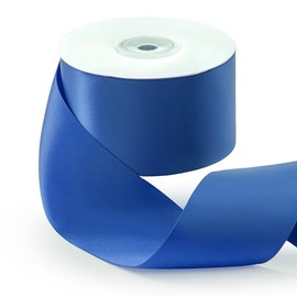 FAKILO Blue Satin Ribbon 2 Inch x 25 Yards Double Faced Royal Blue Gift Ribbon for Gift Wrapping Wedding Decor Craft Bow Making Father's Day Decor