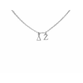 Sorority Things Delta Zeta Necklace, Dangle Choker Sorority Necklace, Sorority Lavalier Necklace Jewelry Stainless Steel (20 inches) (15 inches)