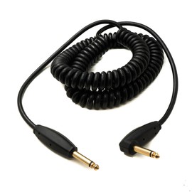 System-S Audio Cable 3 m 6.35 mm Jack Male to Male Angle AUX Mute Switch Spiral Adapter Black