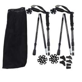 1Pair 5Sections Folding Damping Alpenstock Inner Lock Telescopic Hiking Walking Sticks