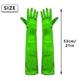 1 Pair of Long Satin Finger Gloves 1920s Opera Party Wedding Bridal Etiquette Gloves (Grass Green)