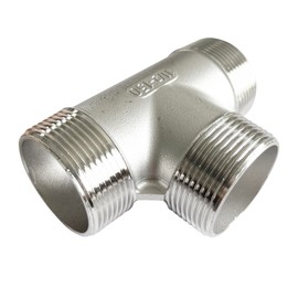 LOZOME 1-1/2 inch Male Thread Tee Adapter 3 Way T Shape Joint 304 Stainless Steel NPT Cast Pipe Fitting